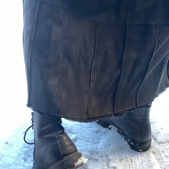 SHEARLING LONG HOODED COAT - Picture 3 of 14